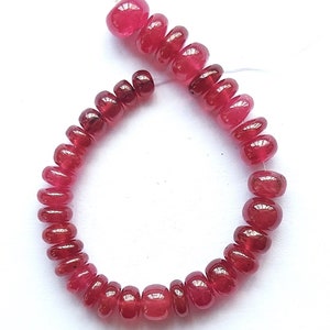 Natural Ruby Smooth Rondelle Beads-Ruby Rondelle Beads-4.5mm-7mm Approx-4.5 Inch-Ruby Beads-Ruby Rondelle Gemstone Bead-Smooth Ruby Gemstone