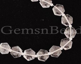 Crystal Quartz Hexagon Briolette Beads: Faceted Gemstone Strand