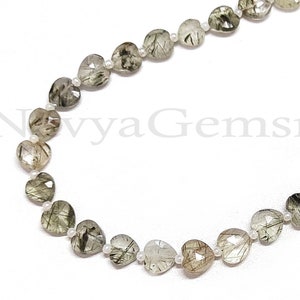 Natural Black Rutile Faceted Heart Briolette-Black Rutile Beads-Heart Shape Briolette-Jewelry making Beads-Rutile Gemstone-Rutile-9 inch