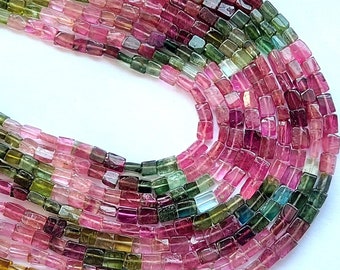 Natural Multi Tourmaline Square Beads-Multi Tourmaline Smooth Box Beads-Multi Tourmaline Long Square-Tourmaline Beads-Tourmaline Jewelry