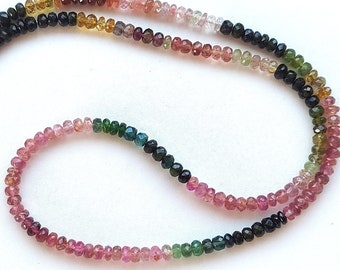 4,5 mm natuurlijke multi-toermalijnkraal, gefacetteerde rondelle edelsteen, 20 inch