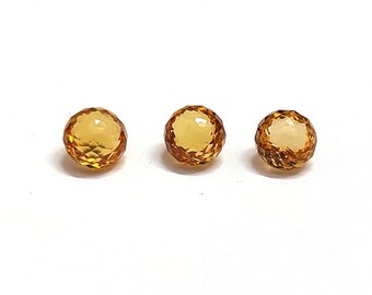 4 st, Facetterade Citrin Ädelstenar, Lökslipade, Smyckestillverkning (6-7 mm)