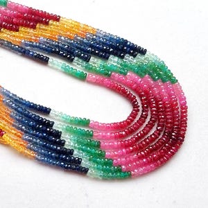 High Quality Natural Multi Sapphire Rondelle Beads-Multi Sapphire Beads-Sapphire Faceted Beads-Sapphire Gemstone Jewelry-3-4mm-16 inch