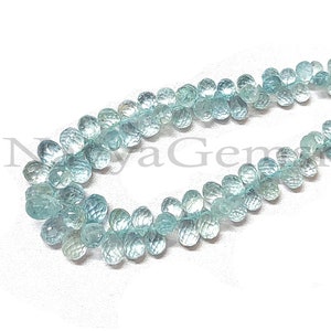 Cuentas de aguamarina natural facetadas en forma de lágrima, cuentas de aguamarina, cuentas facetadas, cuentas de aguamarina en forma de gota, cuentas de piedras preciosas de aguamarina.