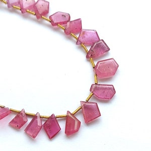 Natural Faceted Ruby Beads: Fancy Shape Briolette Gemstone Strand, Precious Gemstone