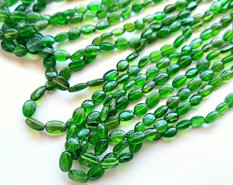 Natural Chrome Diopside Beads-Smooth Oval Beads-Chrome Diopside Smooth Beads-18 inch-Chrome Oval Beads-Chrome Diopside Smooth Beads