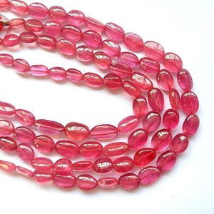 Natuurlijke robijnrode ovale kralen: gladde roze edelsteen, streng van 7,5 inch