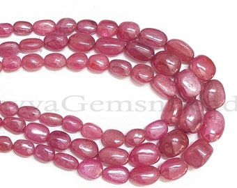 Natural Ruby Smooth Oval Nugget Bead-Ruby Nugget Beads-Ruby-Smooth Nugget Bead-Ruby Nugget-Oval Nugget Gemstone Bead-For Jewelry Making