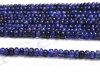 Rondelle lisse saphir bleu-perles de saphir-perles rondes-perles rondes lisses-saphir bleu-pierres lisses perles-saphir