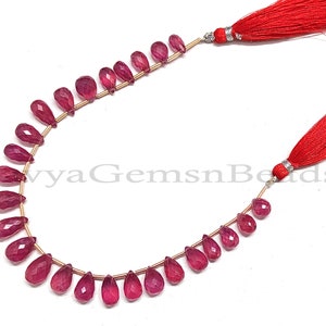 Ruby Faceted Drop Shape Beads-ruby Beads-faceted Beads-ruby Faceted ...
