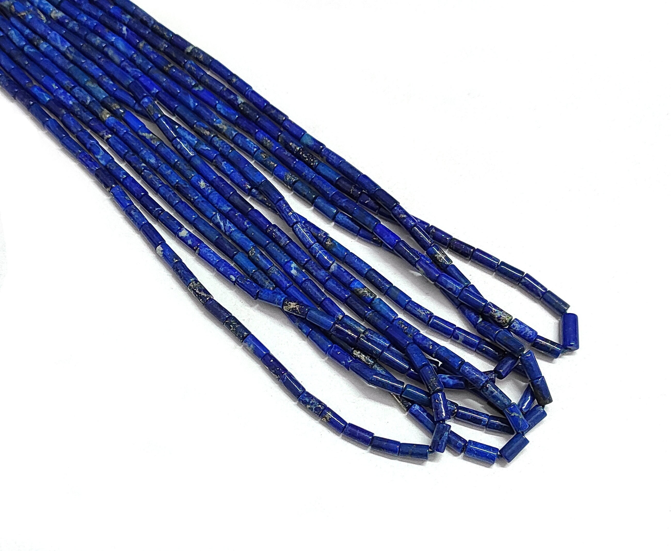 Natural Lapis Lazuli Pipe Shape Beads-Smooth Lapis Bead-Lapis Beads-Smooth Beads-16"-Lapis-Lapis Pipe Shape Beads-Barrel Beads