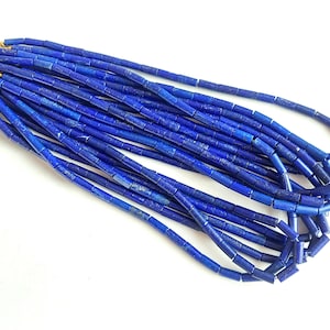 Natural Lapis Lazuli Tube Shape Beads-17 inches-Unpolished Tubes-1mm Drill-Lapis Smooth Beads-Lapis Lazuli Beads-Lapis Smooth Tube Beads