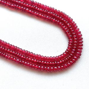 Genuine Natural Ruby Smooth Rondelle Beads-2.5-3.5mm Approx-Longido Ruby Beads-AAA Quality Ruby Rondelle Beads-Blood Red Color-16 inch