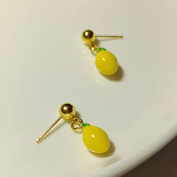 Boucles d'oreilles en laiton et émail, tendance printemps été, bijoux pour femmes et filles