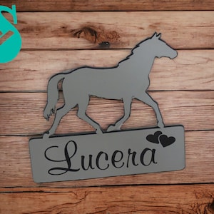 Box sign - Horses - Sign with engraving