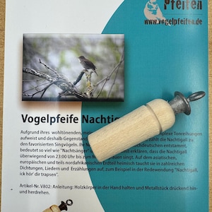Bird Call Whistle Nightingale · Make your own bird calls · with engraving / personalized · Wood · Natural