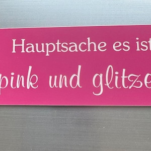 Klingelschild - Briefkastenschild mit Namen individuell personalisierbar Pink (weiß)