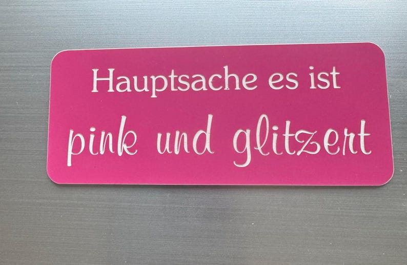 Klingelschild - Briefkastenschild mit Namen individuell personalisierbar Pink (weiß)