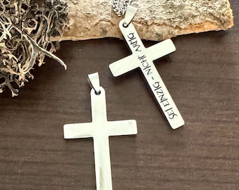 Cross necklace with engraving, customizable