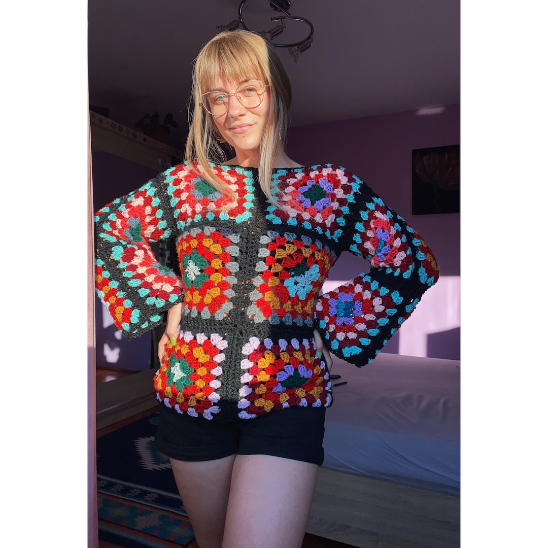 Crocheted Granny Square Blouse Etsy