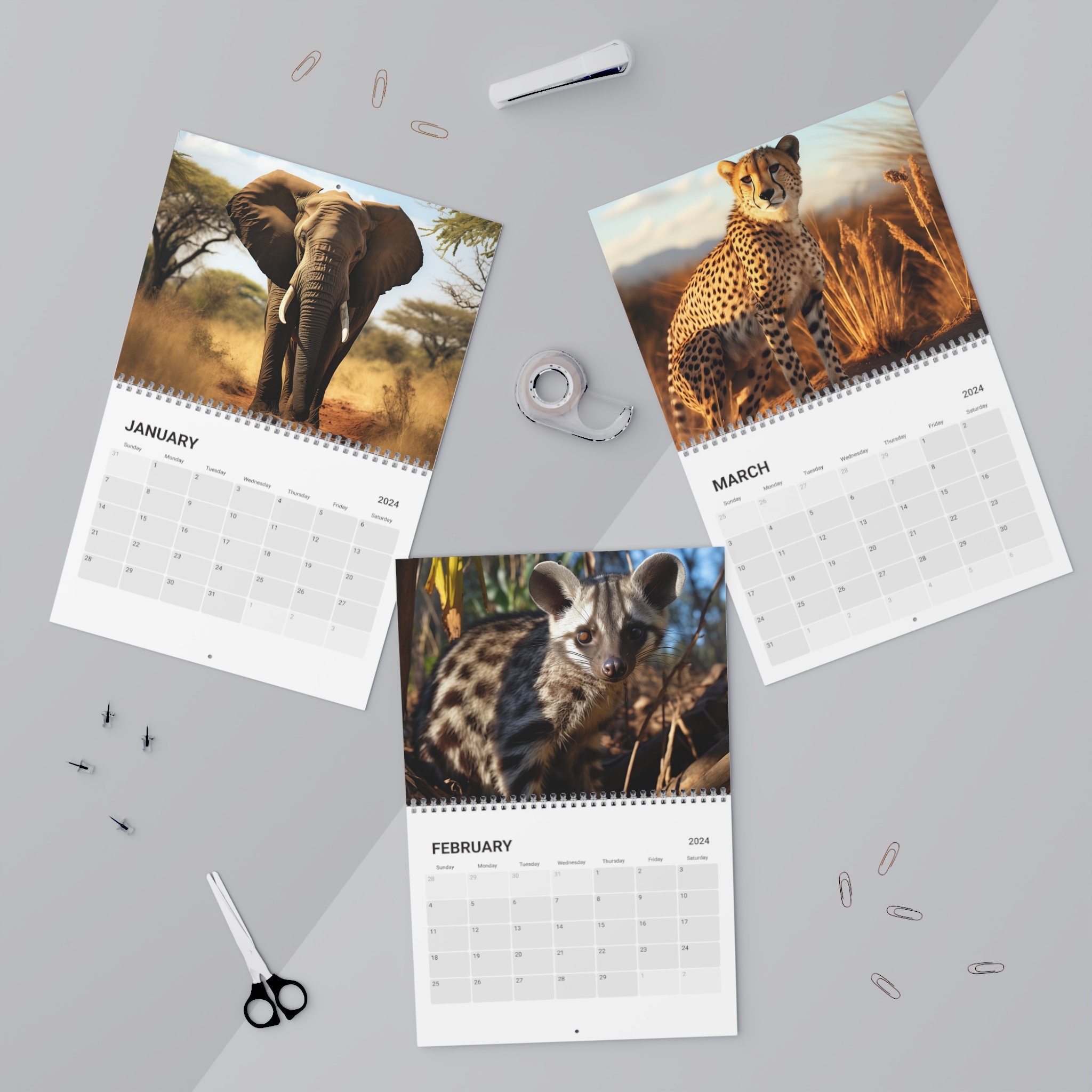 African Wildlife Calendar (2024) sold by Fireplace HighRise SKU