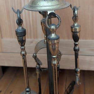 Vintage Brass Fireside Companion Set Of 4