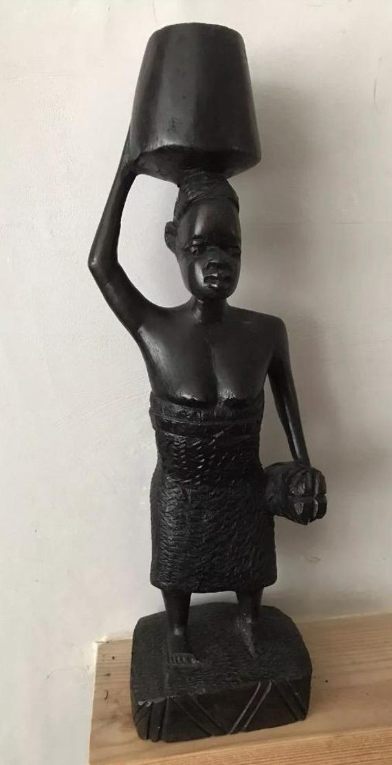 マコンデ族 タンザニア 手彫り 黒檀 天然木 アフリカ美術 彫像 12