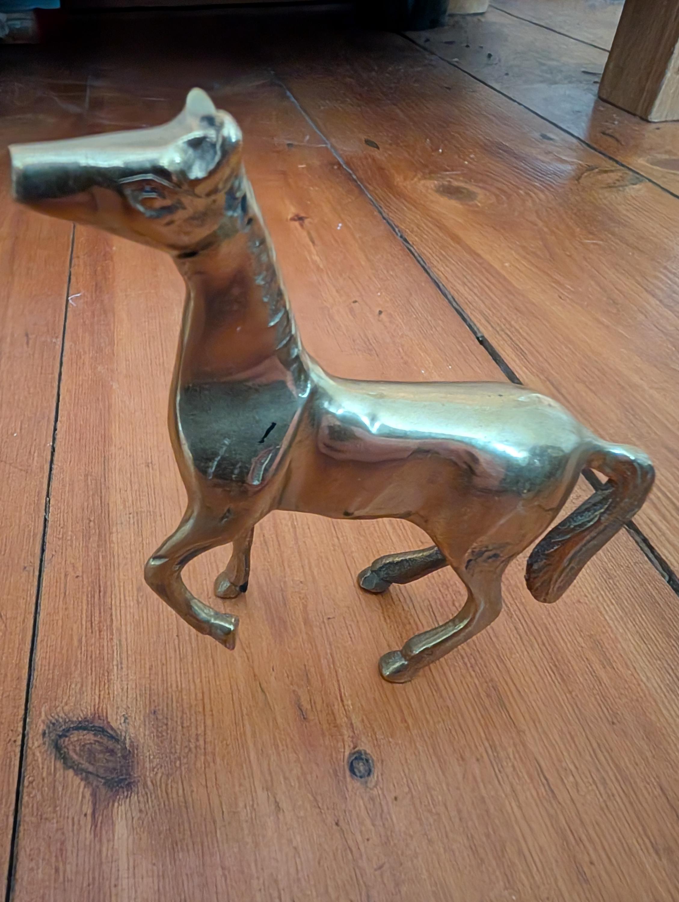 Presse-papier Vintage Tête De Cheval En Laiton - Hauteur 14 Cm, Doré, Décoration De Bureau