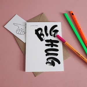 Little Card Cartão Big Hug A6 em branco ou marrom reciclado Cartão inclui envelope