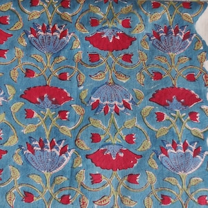 Multi color Handblock print fabric for dress