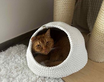 Cama moderna para gatos / Casa acogedora para mascotas / Muebles para gatos hechos a mano