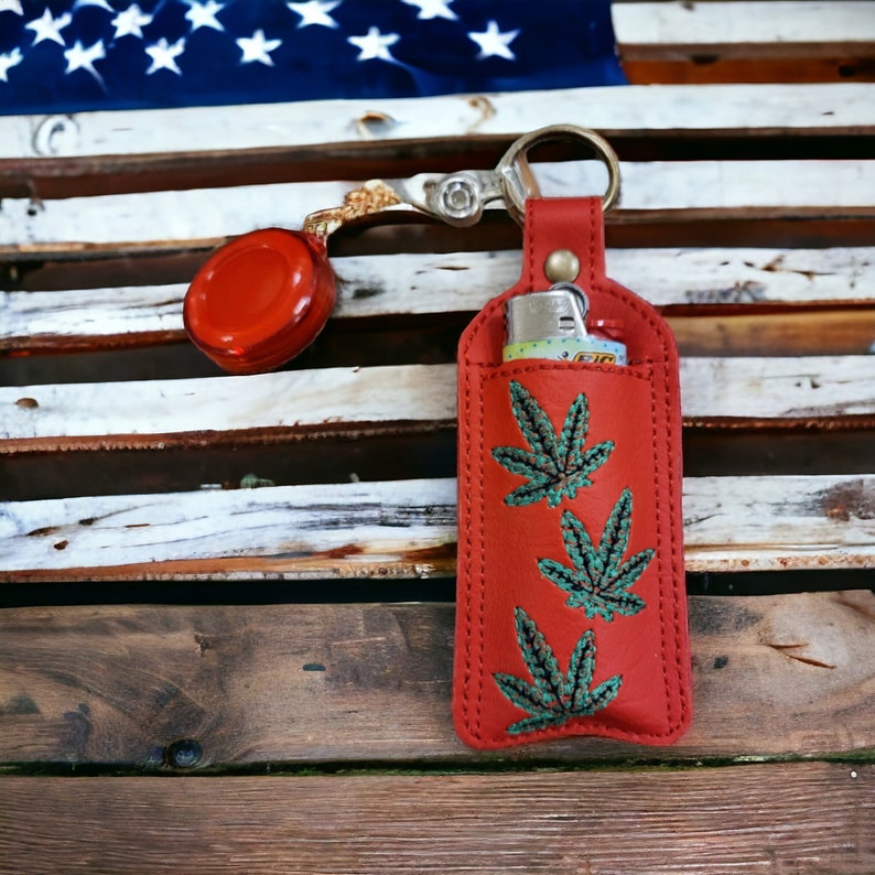 Key fob/Key-chain, lighter / chap-stick holder Red