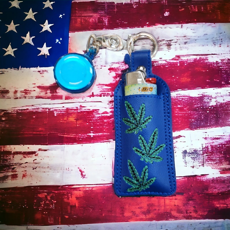 Key fob/Key-chain, lighter / chap-stick holder Blue