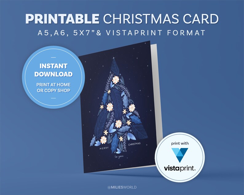 Printable Christmas Card Instant Download Greeting Card Etsy