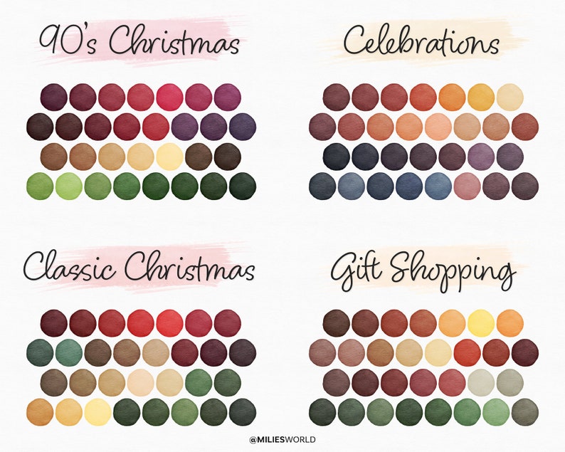 Deep Christmas Color Palette Bundle 360 Color Swatches, iPad ...