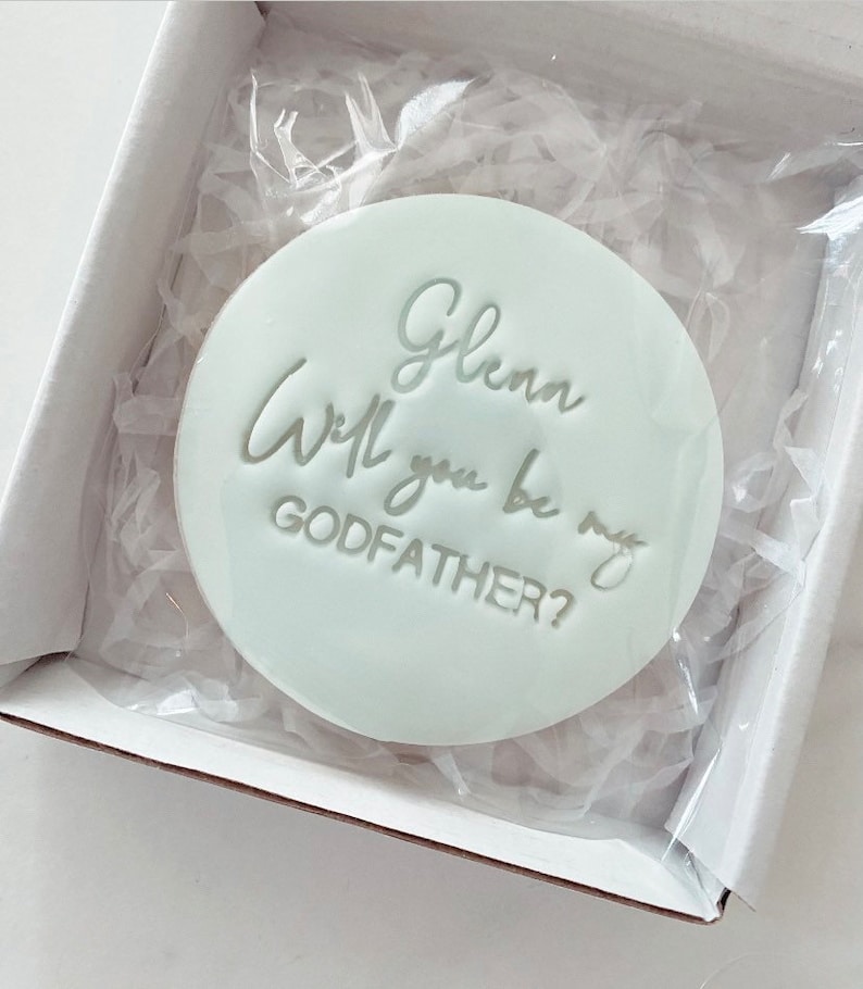 Will you be my Godmother Cookie Biscuit Cookie Gift Personalised Gifts Godmother Baby Presents Proposal image 3