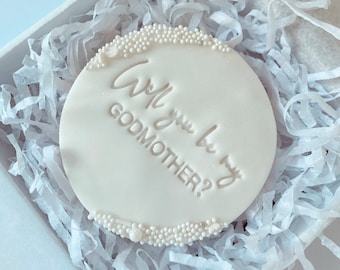 Will you be my Godmother Cookie | Biscuit | Cookie | Gift | Personalised Gifts | Godmother | Baby | Presents | Proposal