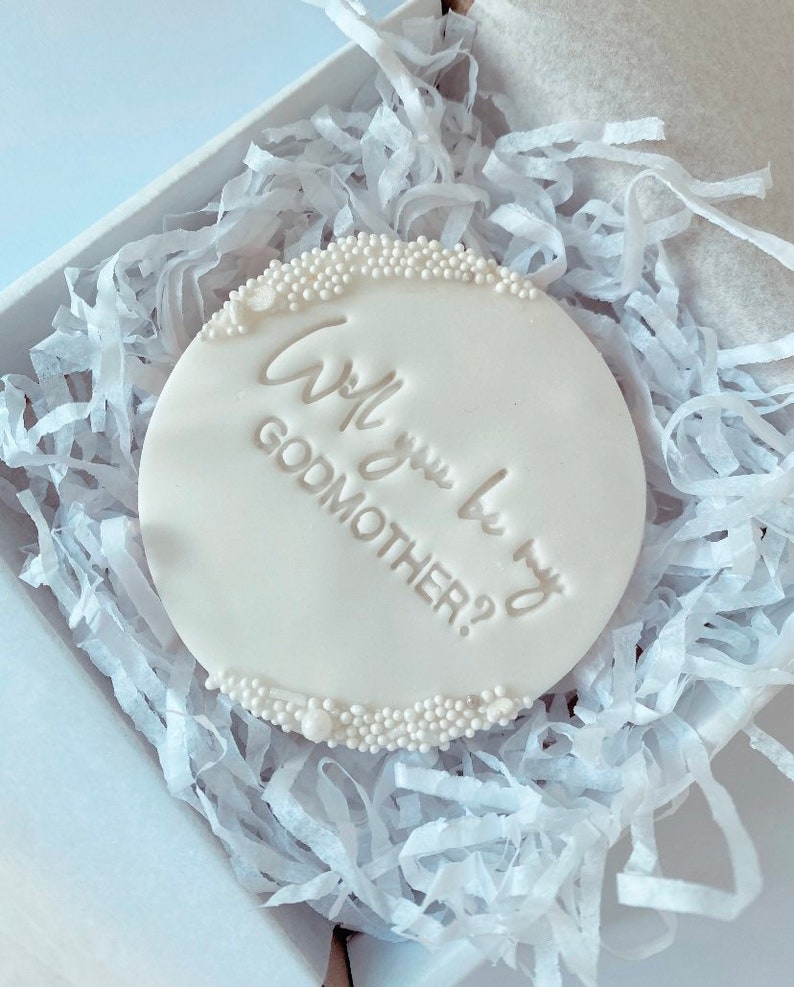 Will you be my Godmother Cookie Biscuit Cookie Gift Personalised Gifts Godmother Baby Presents Proposal image 1