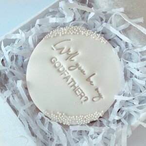 Will you be my Godmother Cookie Biscuit Cookie Gift Personalised Gifts Godmother Baby Presents Proposal image 2