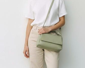 Small leather handbag for women, genuine leather crossbody bag, elegant shoulder bag, mini bag with handles, modern leather shoulder bag for women