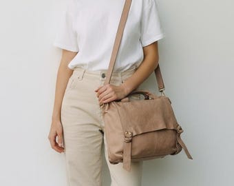 Handbag, buttery soft leather, crossbody bag, business style, shoulder bag, slouchy bag, tote bag, shoulder bag with buckles
