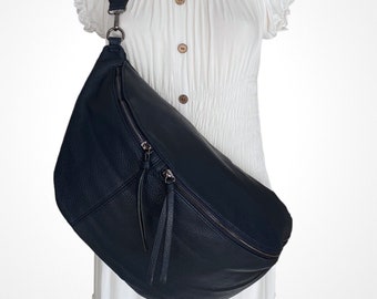 Luna XXL Crossbody Bag, Crossbody Bag Dark Blue, Crossbags, grand sac à bandoulière, sac banane pour femme, sac à bandoulière, sac crossbody avec sangle interchangeable