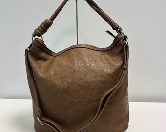 DAVY Handtasche , Hobo bag, Schultertasche, Henkeltasche, Umhängetasche,Slouchy Bag, große Tasche, Braun