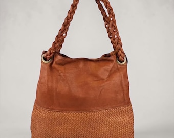 Geflochtene Handtasche aus Echtleder, Hobo Bag Damen, Crossbody Bag, Tote Bag, Schultertasche, Farbauswahl