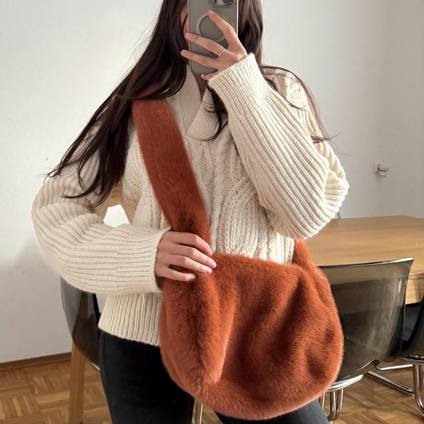 Sac épaule Femme Soft Fluffy En Fausse Fourrure, Multi Couleurs, Kgm Accessories