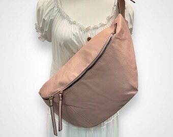 MONA, sac à bandoulière XXL, sac ventral avec fermeture éclair dorée, sac à bandoulière, sac à bandoulière, sac à bandoulière, sac à bandoulière, sac xxl, rose