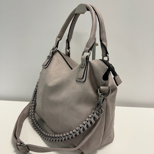 Damen Handtasche DAVY, Hobo bag, Schultertasche, Henkeltasche, Segeltaugurt, Umhängetasche, Slouchy Bag, große Tasche, Braun Bild 8