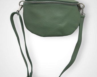 Leder Crossbody Bag, Crossbag Leder, Bauchtasche, Leder Umhängetasche, Cross Body bag,Ledertasche, Bauchtaschen, Gürteltaschen, Mint,M