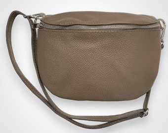 Leather Crossbody Bag, Crossbag Taupe, Leather Bag Women, Women's Shoulder Bag, Belt Bag Beige, Leather Belly Bag, Cross Body Bag, Large
