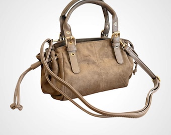 Bolsa feminina de camurça vegana, pequena bolsa de ombro, bolsa transversal, bolsa de mão com zíper, para uso diário.